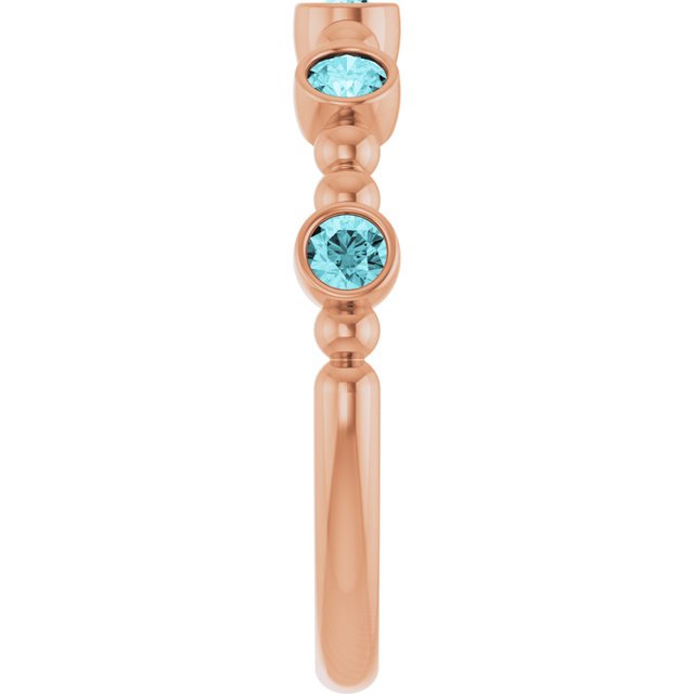 14K Rose Natural Blue Zircon Stackable Ring