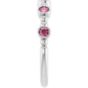 14K White Natural Pink Tourmaline Stackable Ring