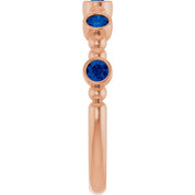 14K Rose Lab-Grown Blue Sapphire Stackable Ring
