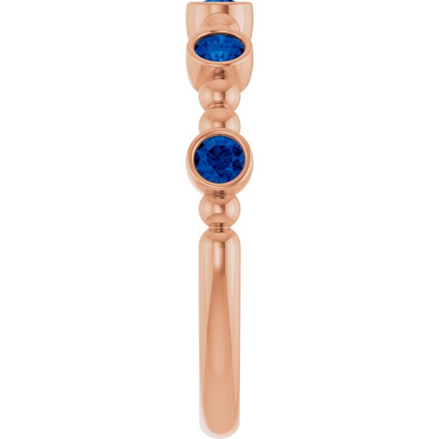 14K Rose Lab-Grown Blue Sapphire Stackable Ring