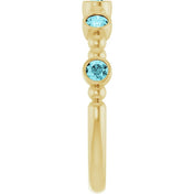 14K Yellow Natural Blue Zircon Stackable Ring