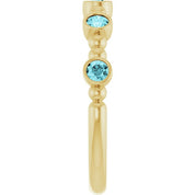 14K Yellow Natural Blue Zircon Stackable Ring