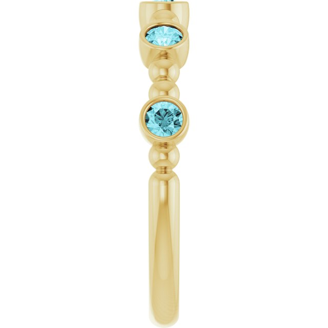 14K Yellow Natural Blue Zircon Stackable Ring