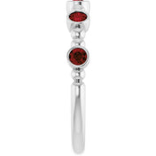 14K White Natural Mozambique Garnet Stackable Ring