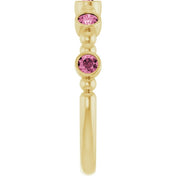 14K Yellow Natural Pink Tourmaline Stackable Ring