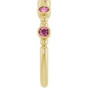 14K Yellow Natural Pink Tourmaline Stackable Ring