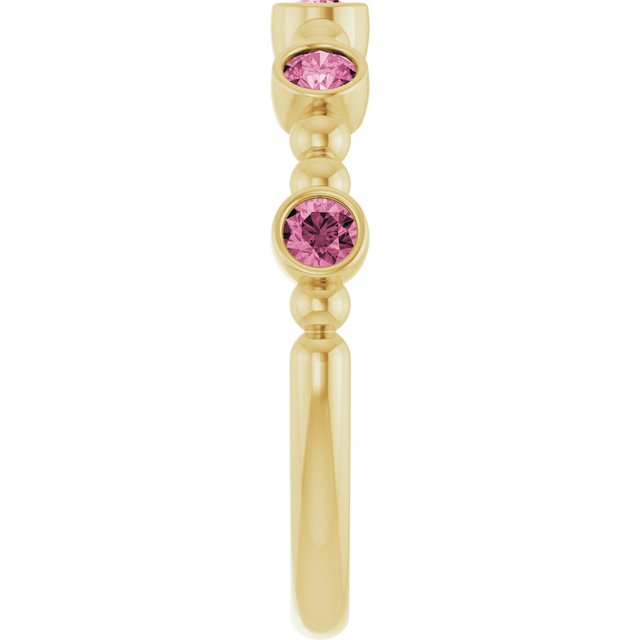 14K Yellow Natural Pink Tourmaline Stackable Ring