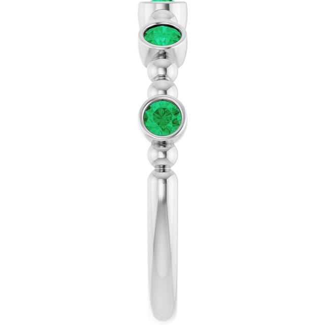 Sterling Silver Lab-Grown Emerald Stackable Ring