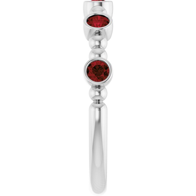 Sterling Silver Natural Mozambique Garnet Stackable Ring