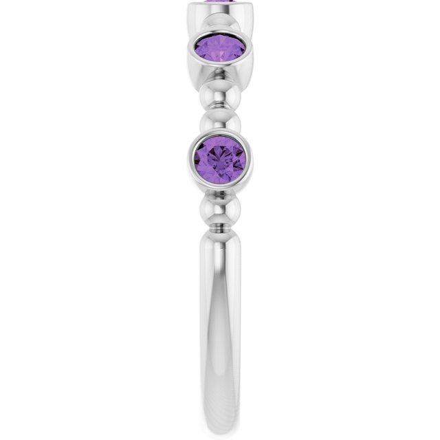 Platinum Natural Amethyst Stackable Ring