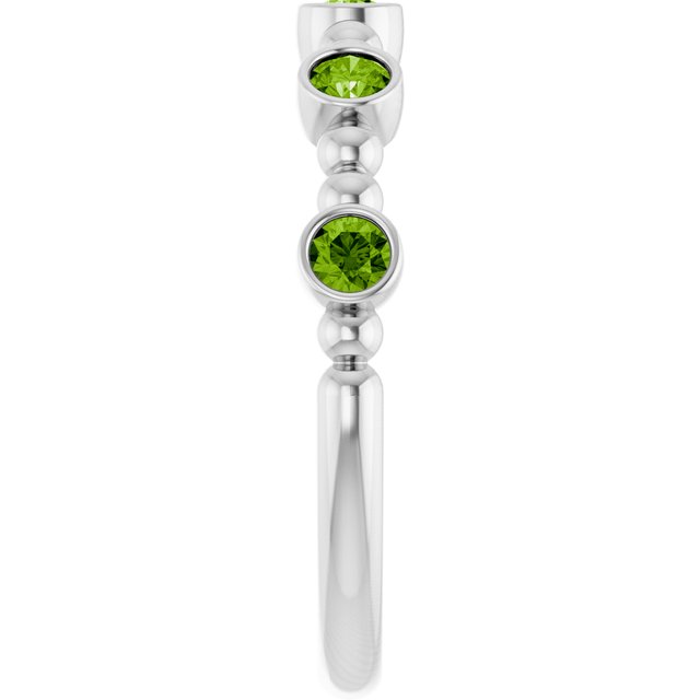 Platinum Natural Peridot Stackable Ring