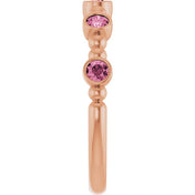 14K Rose Natural Pink Tourmaline Stackable Ring