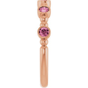 14K Rose Natural Pink Tourmaline Stackable Ring