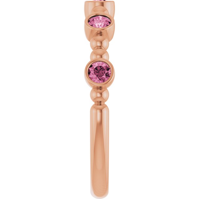 14K Rose Natural Pink Tourmaline Stackable Ring