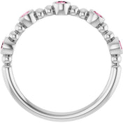 Sterling Silver Natural Pink Tourmaline Stackable Ring