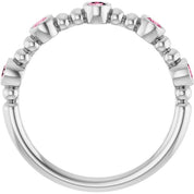 Sterling Silver Natural Pink Tourmaline Stackable Ring