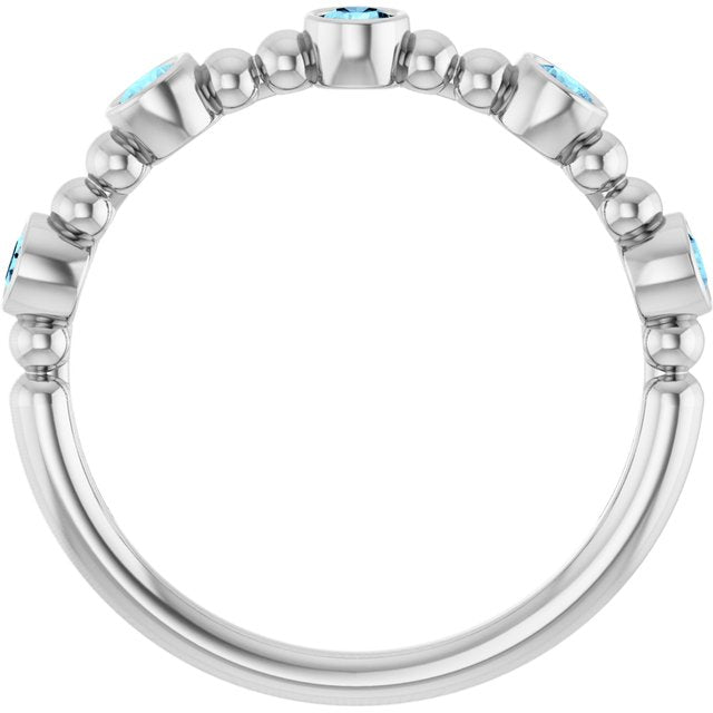 Sterling Silver Natural Aquamarine Stackable Ring