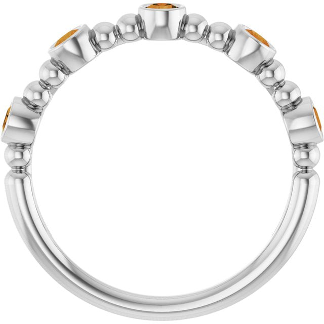 Sterling Silver Natural Citrine Stackable Ring