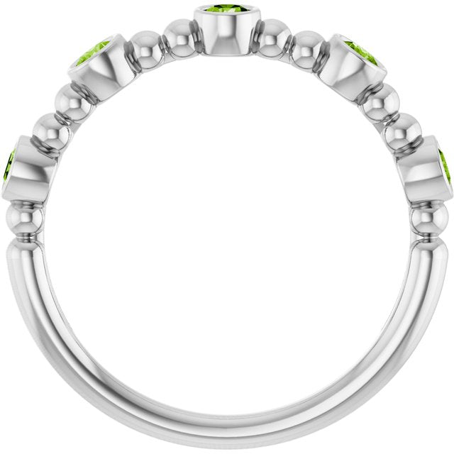 Sterling Silver Natural Peridot Stackable Ring