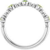 Platinum Natural Peridot Stackable Ring