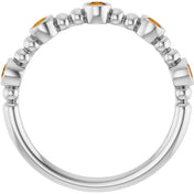 Platinum Natural Citrine Stackable Ring