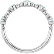 Platinum Natural Blue Zircon Stackable Ring