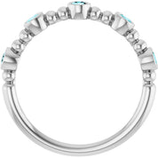 Platinum Natural Blue Zircon Stackable Ring