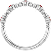 Platinum Natural Mozambique Garnet Stackable Ring