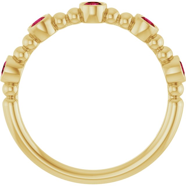 14K Yellow Lab-Grown Ruby Stackable Ring