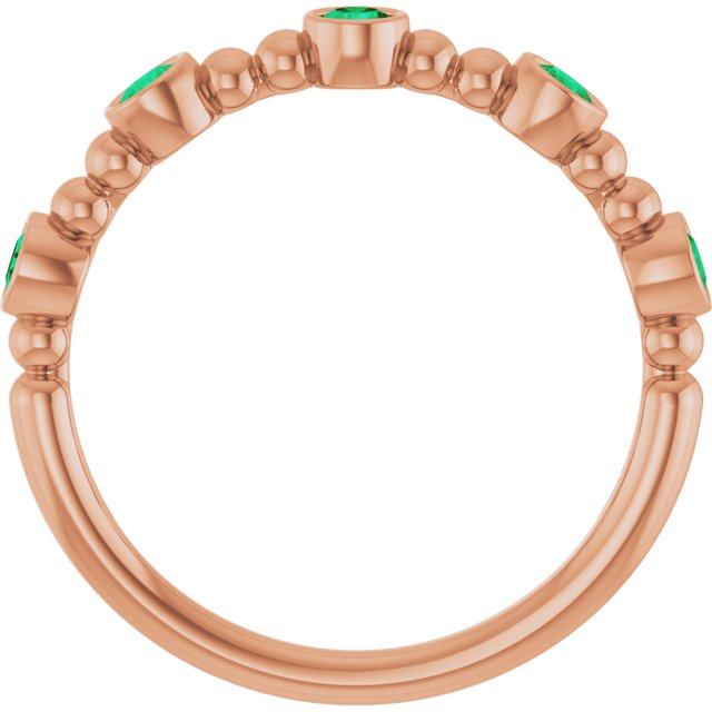 14K Rose Natural Emerald Stackable Ring