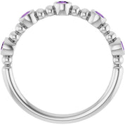 Sterling Silver Natural Amethyst Stackable Ring