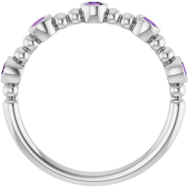 Sterling Silver Natural Amethyst Stackable Ring