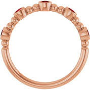 14K Rose Natural Mozambique Garnet Stackable Ring