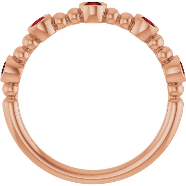 14K Rose Natural Mozambique Garnet Stackable Ring