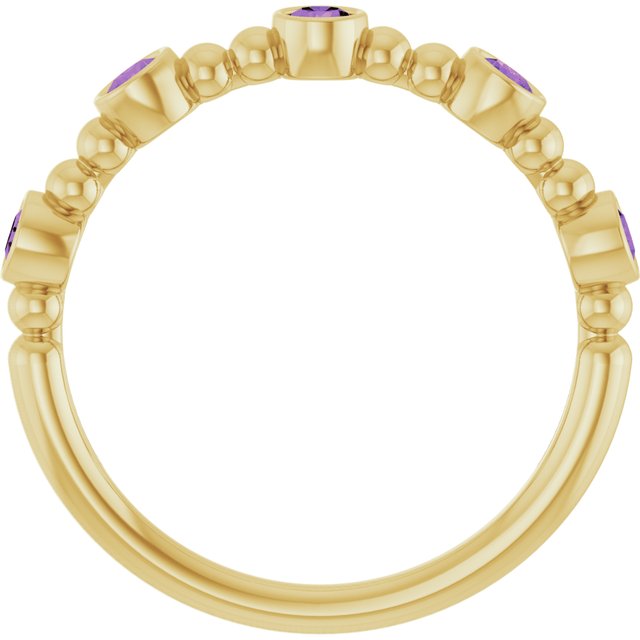 14K Yellow Natural Amethyst Stackable Ring