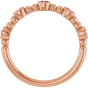 14K Rose Natural Pink Tourmaline Stackable Ring