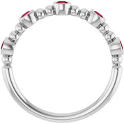 14K White Natural Ruby Stackable Ring