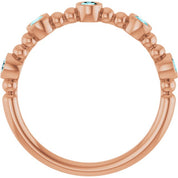 14K Rose Natural Blue Zircon Stackable Ring