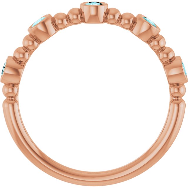 14K Rose Natural Blue Zircon Stackable Ring