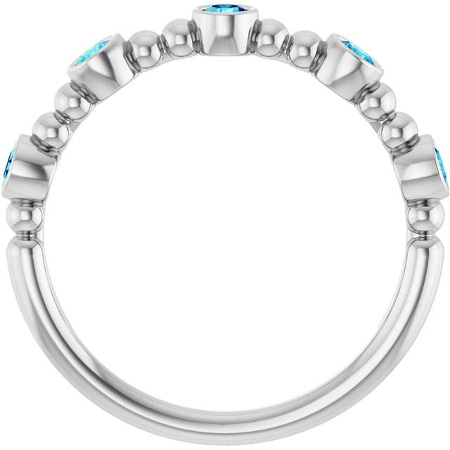Sterling Silver Natural Blue Zircon Stackable Ring