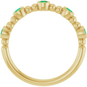 14K Yellow Natural Emerald Stackable Ring