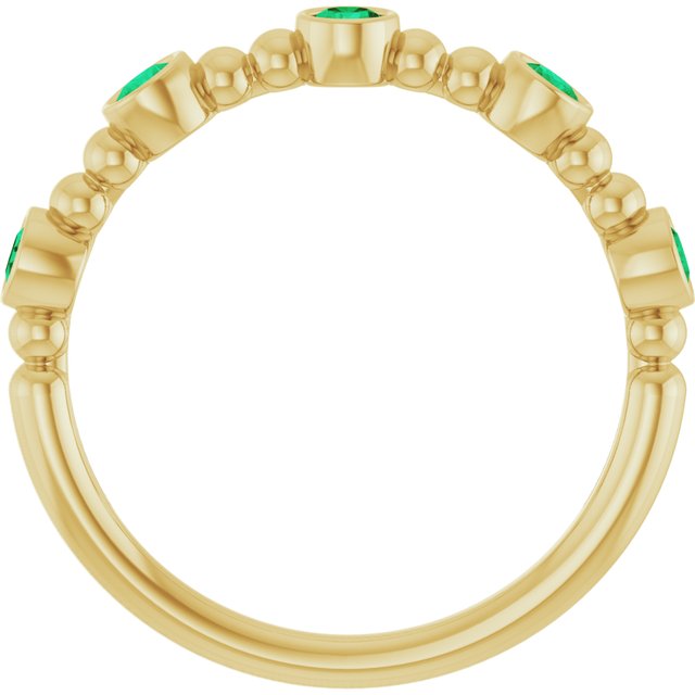 14K Yellow Natural Emerald Stackable Ring