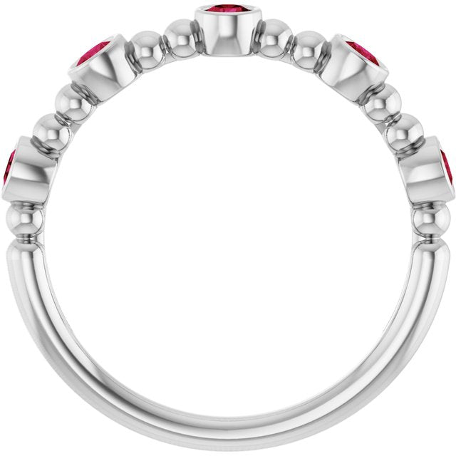 Sterling Silver Natural Ruby Stackable Ring