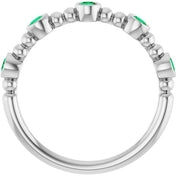 14K White Natural Emerald Stackable Ring