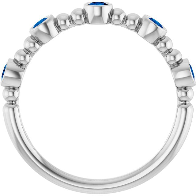 Sterling Silver Lab-Grown Blue Sapphire Stackable Ring
