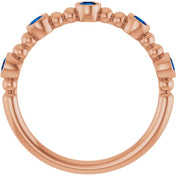14K Rose Natural Blue Sapphire Stackable Ring