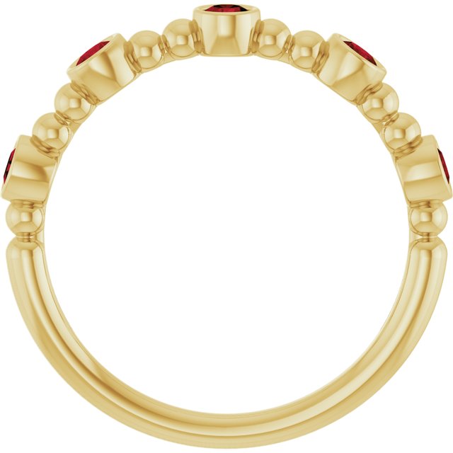 14K Yellow Natural Mozambique Garnet Stackable Ring