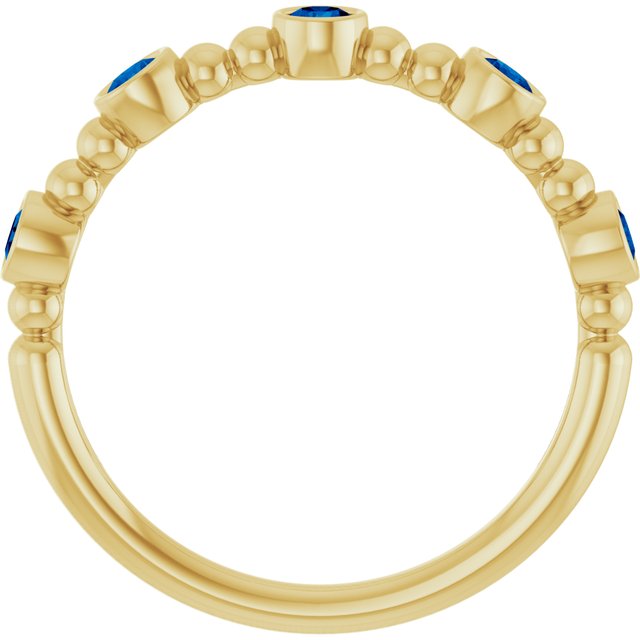 14K Yellow Lab-Grown Blue Sapphire Stackable Ring