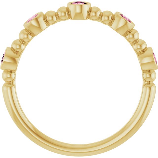 14K Yellow Natural Pink Tourmaline Stackable Ring
