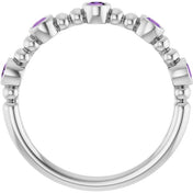 Platinum Natural Amethyst Stackable Ring